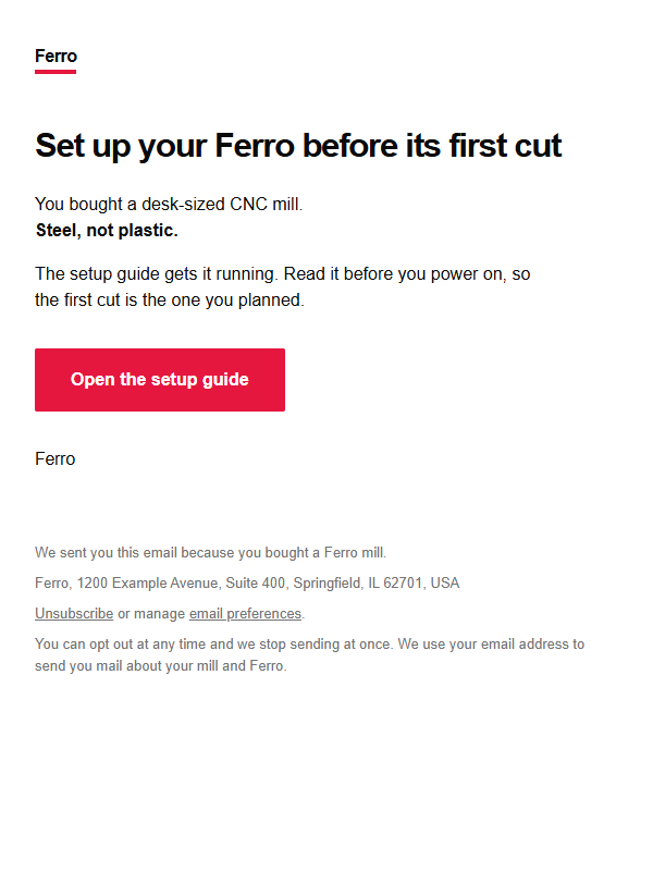 email for ferro, signed off at 8.8