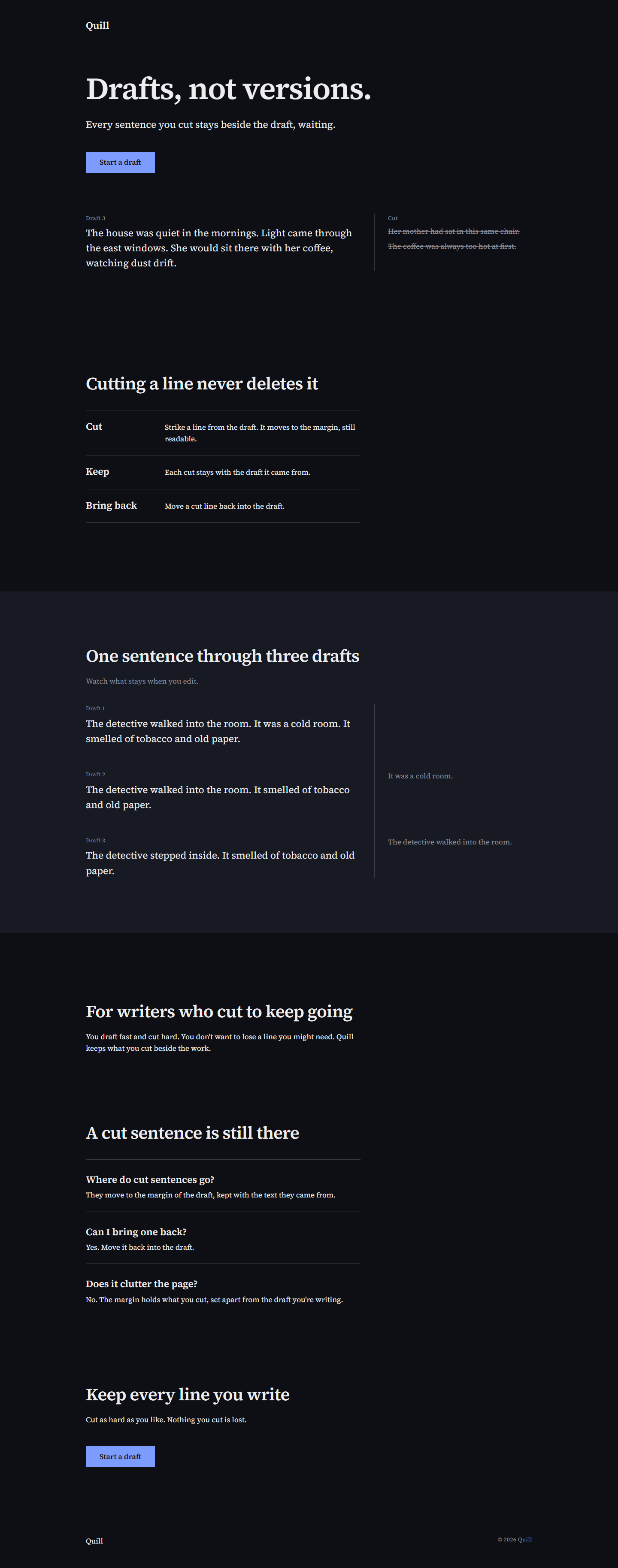 landing-page for quill, signed off at 8.5